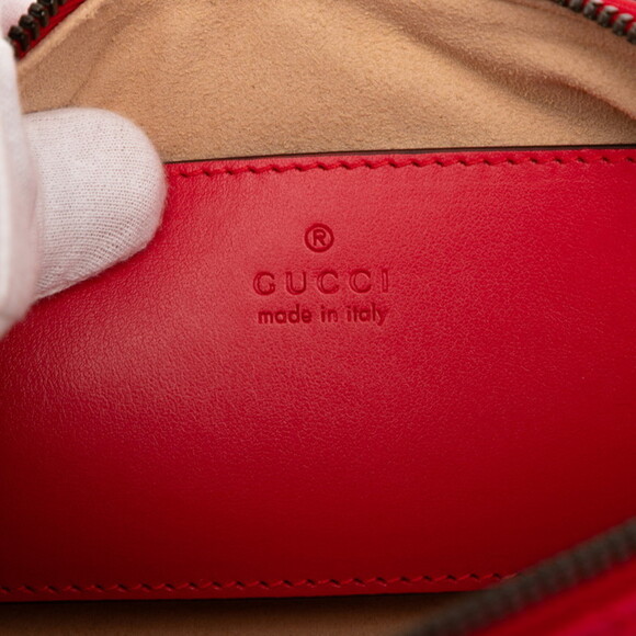 GUCCI Red Leather GG Marmont Shoulder Bag - Picture 5 of 7